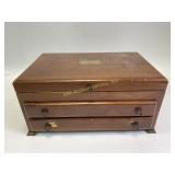 Wooden jewelry box w/ engraved plaque
