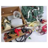 Jumper cables, garden sprayer, wreath, christmas