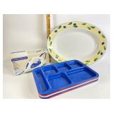 Durabrand iron, serving dish, lunch trays