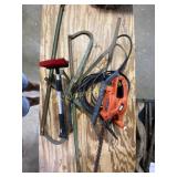 Black & Decker hedge trimmer, ice scraper, farm