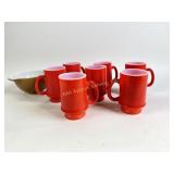 Red anchor hocking glasses, pyrex bowl