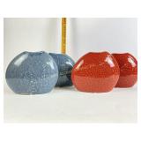 Oval ceramic flower pots,2 blue, 2 red