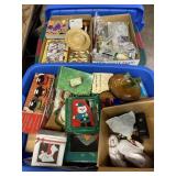 colored craft stones, candles, homemade trinket