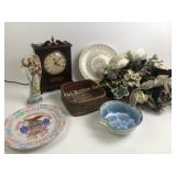 Telechron electric clock, artificial flowers,