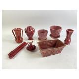 Pottery planters, vases, some marked USA and