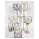 Clear glassware, large goblet candle holders