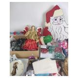 Christmas lights and decor, ribbon, basket no