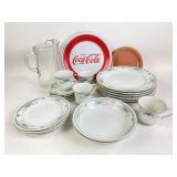 Plastic Coca-Cola dinner plates, gibson ceramic