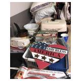 Swivel sweeper, God Bless America wall hanging,