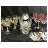 Wine glasses and other glassware, variety