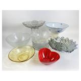 Bowls and plates, most glass