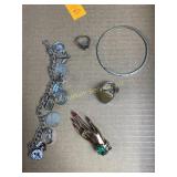 Sterling jewelry including, bracelet, ring, clip