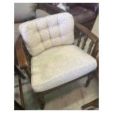 Wooden chair with cushions, on wheels, some