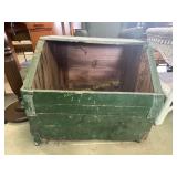 Primitive green bin, 21.5in tall, 23.75in wide,