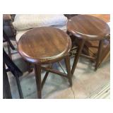Pair of wooden stools, both have some