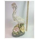 Signed Freeman Leidy ceramic crane statue