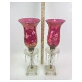 Pair electric mantel lusters with ruby flash