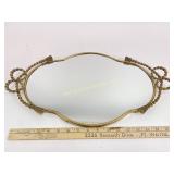 Hollywood Regency gold tone metal vanity mirror