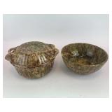 Spongeware Bennington type covered casserole and