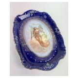 Flow Blue platter, marked LaBelle