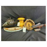 Wooden vase, fish decor, Native American decor