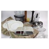 Pyrex square casserole, bowls, lazy susans x2,