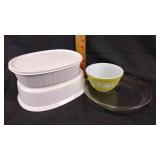 Vintage pyrex bowl, pyrex pie plate, corningware
