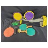 Ping pong paddles, velcro ball paddles, in bag