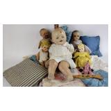 Vintage dolls, hand stitched baby quilt