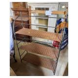 Metal and wicker shelf, 44in tall, 33in wide