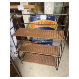 Metal and wicker shelf, 44in tall, 33in wide