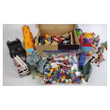 Wooden tracks with many wood cars- police car,