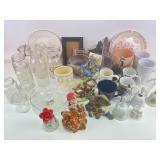 Mason and ball jars, decorative ceramic bells,