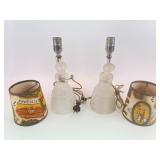 Glass lady lamps with Americana theme shades