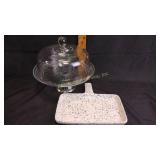 Dr Douglas stoneware baking pan (blue spatter),