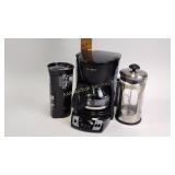 Mr Coffee french press, electric coffee maker and