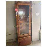 Wooden gun cabinet with glass front, missing k