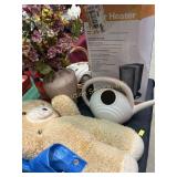 Baskets, tarp, space heater- untested, artificial