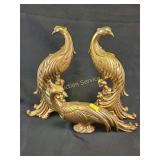 (3) brass peacocks