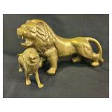 (2) brass lions