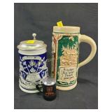 (3) beer steins, one made in germany, one made in