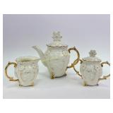 Tea pot  cream and sugar set, Christmas decor