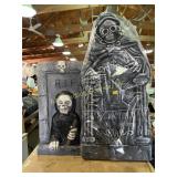 Halloween gravestones, one heavy (resin) 24" tall