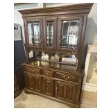 Wood and glass china hutch, 78.25in tall, 56in,