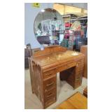 Wooden vanity, very worn with marks and