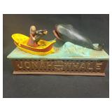 Jonah and the Whale vintage metal coin bank