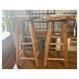 Pair of wooden stools, 24.5in tall