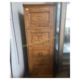 Wooden filing cabinet, 19in wide, 54.5in tall