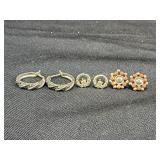 Sterling earrings, 3 pairs