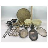 Jewel Tea bowl, Brass pieces- tray, covered bowl,